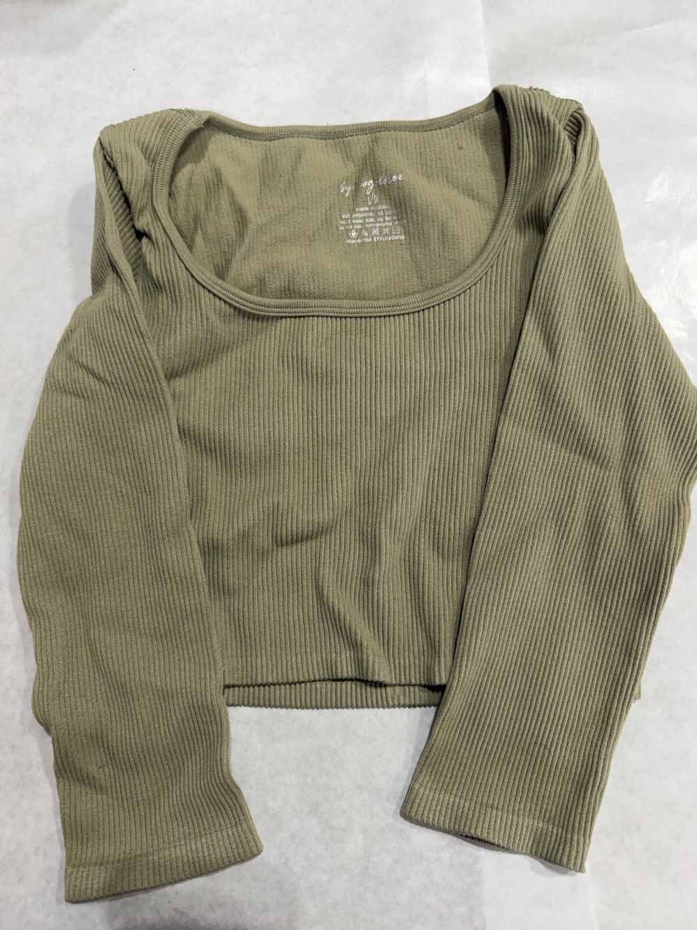 Women’s “by together”  Ribbed Long-Sleeve Sweater - Olive size xs